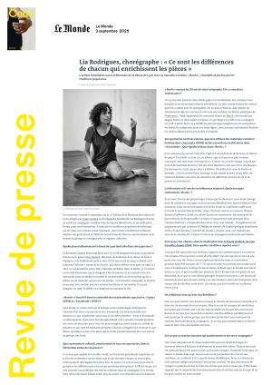 Vignette de Lia Rodrigues, chorégraphe : "Ce sont les différences de chacun qui enrichissent les pièces"