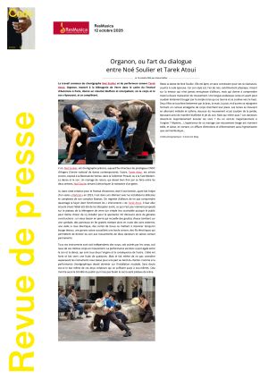 Vignette de Organon, ou l'art du dialogue entre Noé Soulier et Tarek Atoui