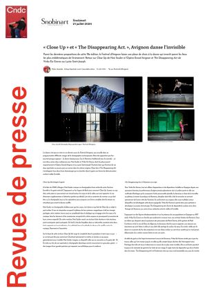 Vignette de "Close Up" et "The Disappearing Act", Avignon danse l'invisible
