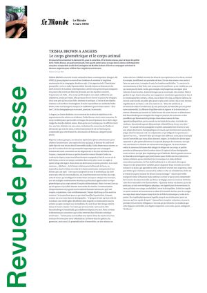 Vignette de Trisha Brown à Angers : Le corps géométrique et le corps animal