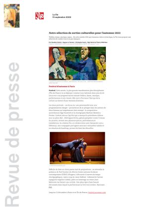 Vignette de Notre sélection de sorties culturelles pour l'automne 2022