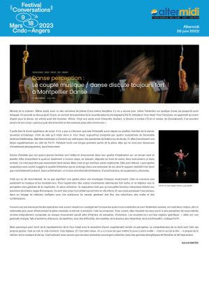 Vignette de Danse perception : Le couple musique / danse discute toujours fort à Montpellier Danse