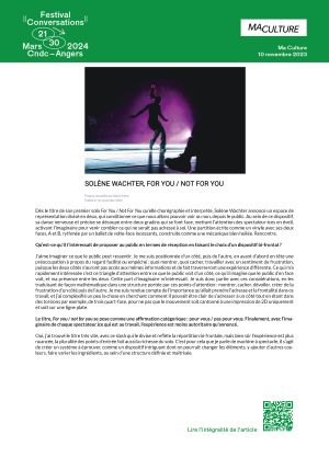 Vignette de Solène Wachter - For you / Not for you