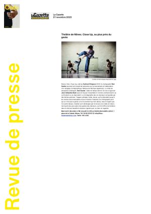 Vignette de Théâtre de Nîmes. Close up au plus près du geste