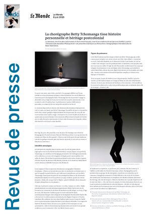 Vignette de La chorégraphe Betty Tchomanga tisse histoire personnelle et héritage postcolonial