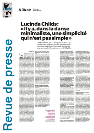 Vignette de Lucinda Childs : « Il y a, dans la danse minimaliste, une simplicité qui n'est pas simple » - 1